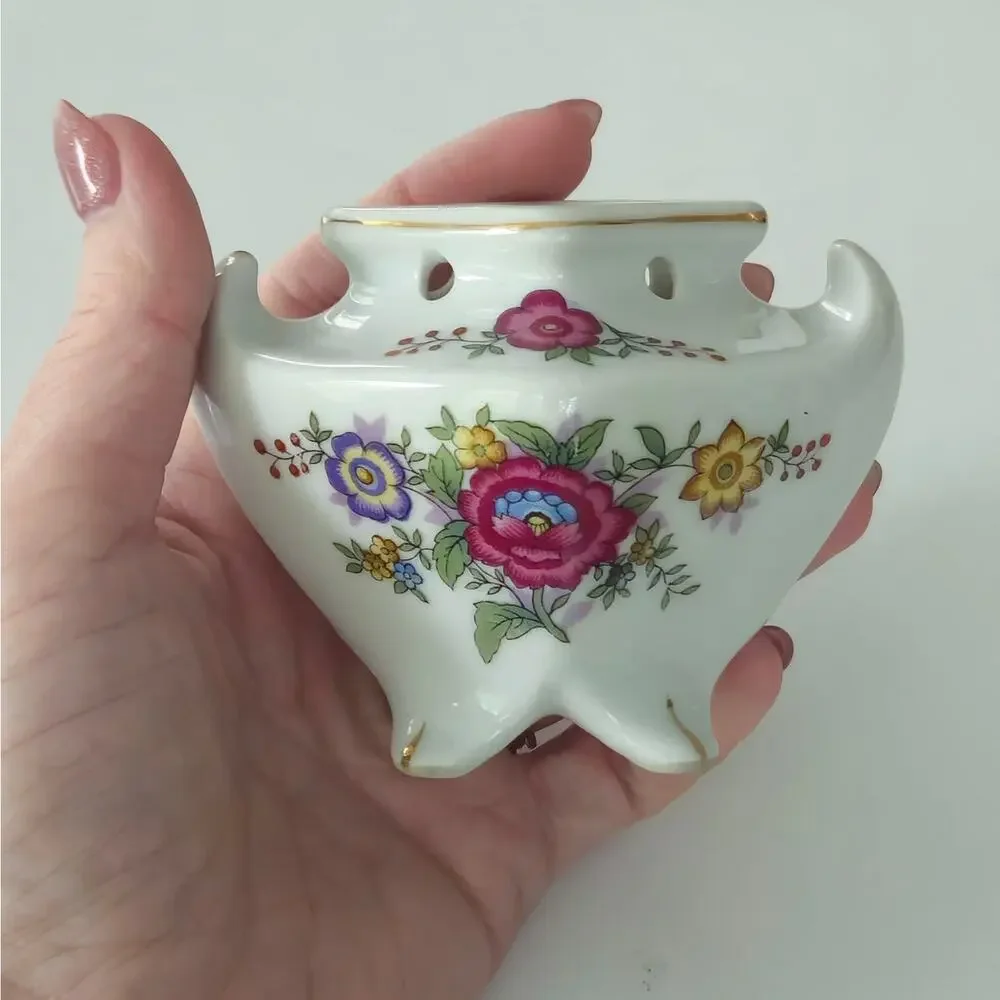 Vintage Japanese Porcelain Pagoda Posy or Incense Holder | 1950s–60s Bud Vase
